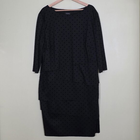 Tahari Arthur S. Levine Dress Womens 18W Black Polka Dots Layered Tiered Mature - Picture 15 of 16